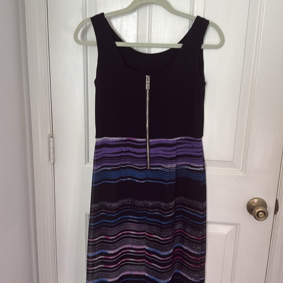 Vince Camuto Black and Multi Color Maxi Dress with Sheer Overlay - Picture 9 of 13